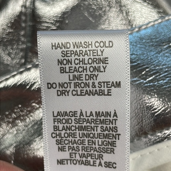 Good American Faux Leather Good Icon Straight Pants Silver Metallic Disco 8 29 - Picture 11 of 14